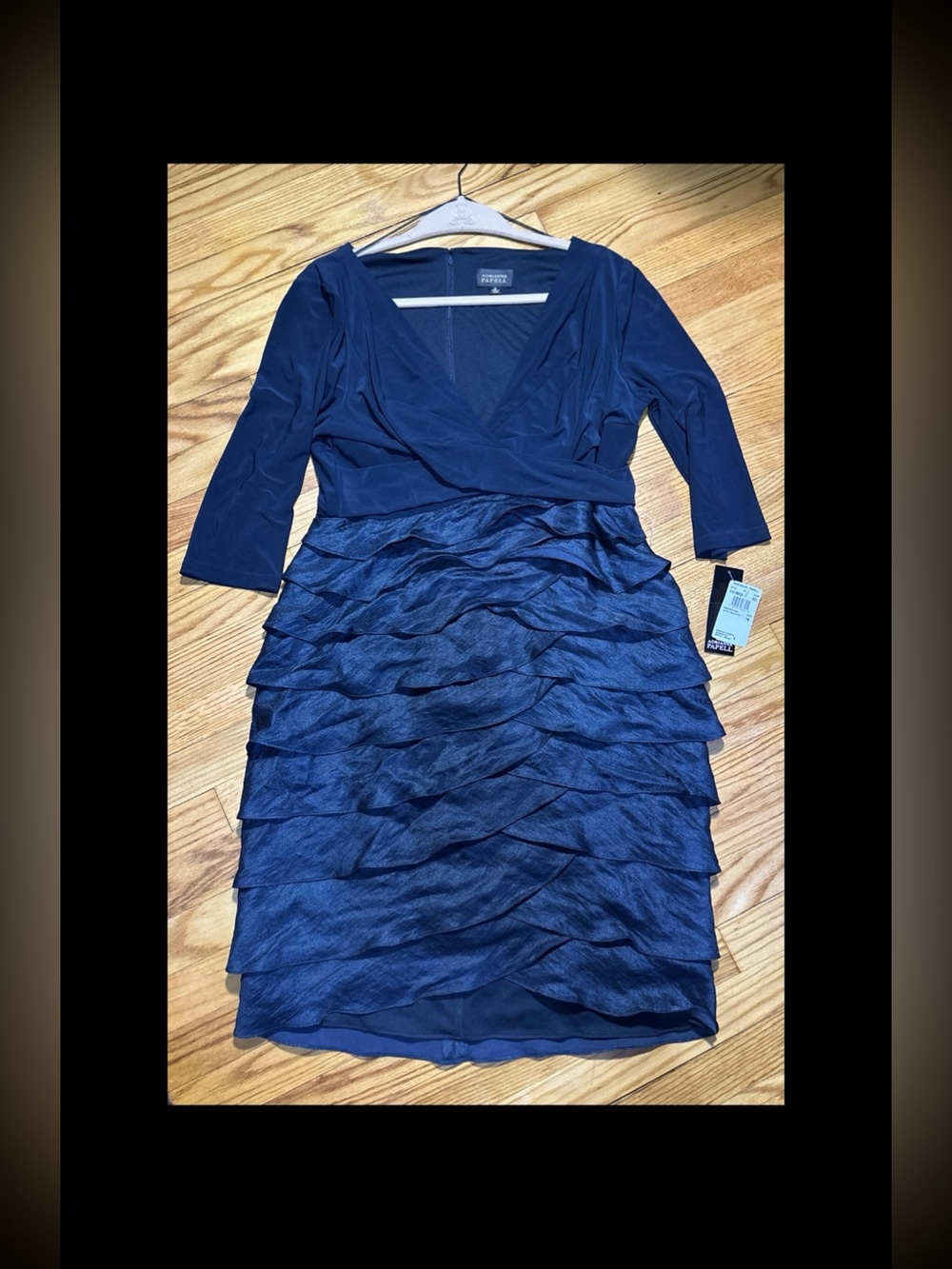 NEW Adrianna Papell sheath cocktail dress in dark navy blue SIZE 16 NEW!